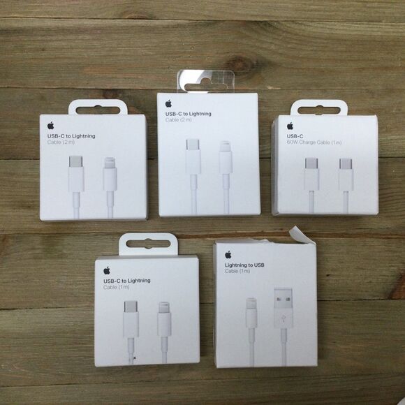 Lot of 5 EMPTY BOXES Genuine Apple Charging Cables 1m 2m USB-C Lightning Retail - Picture 1 of 6
